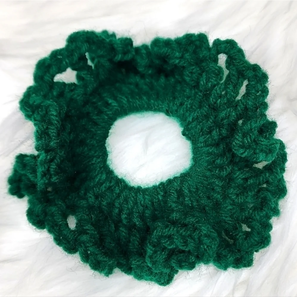 Handmade Textured Crocheted Scrunchies Ponytail Holder Hair Tie Set Of 5 - New